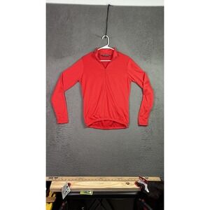 Performance Cycling Jersey Shirt Mens Small Red‎ Long Sleeve Half Zip Pockets